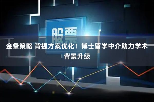金夆策略 背提方案优化！博士留学中介助力学术背景升级